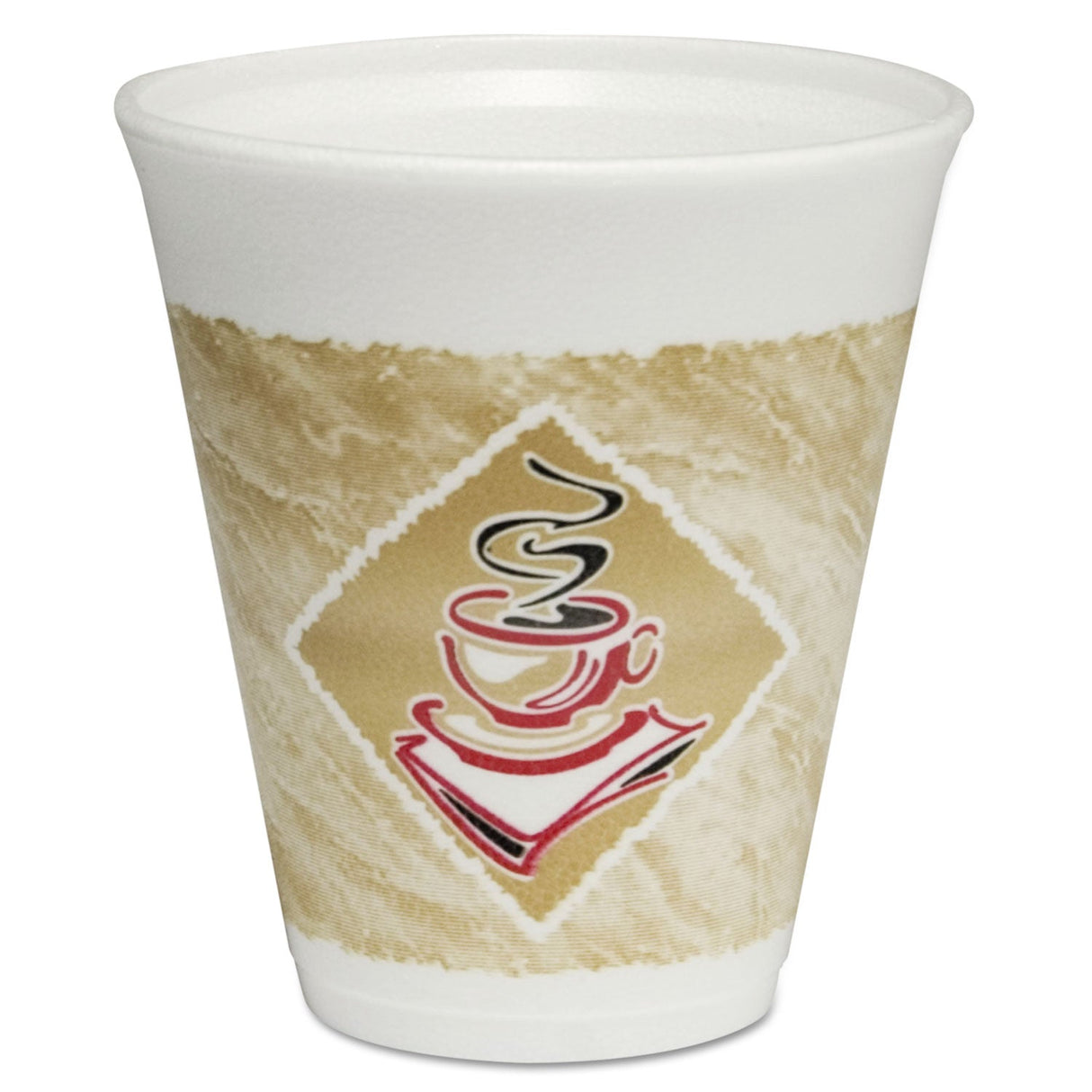 Dart Cafe G Foam Hot/Cold Cups, 12 oz, Brown/Red/White, 1,000/Carton