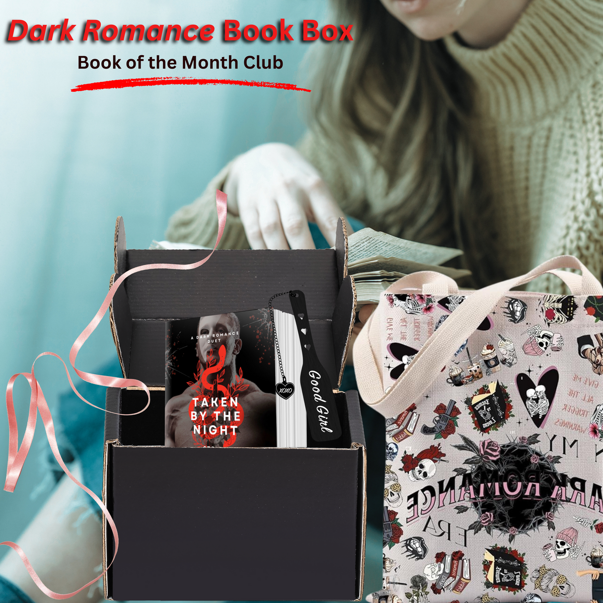 Book of the Month Box: One book +/- merch (dark romance/dark fantasy)