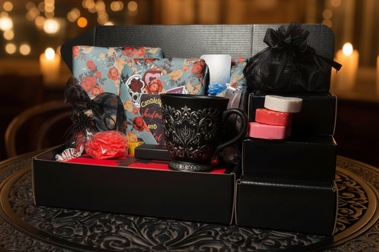 Valentine's Luxury Dark Romance Book Spa Basket. See details. Gift Wrapping included. Double-boxed for easy gifting. Dark Romance Crates