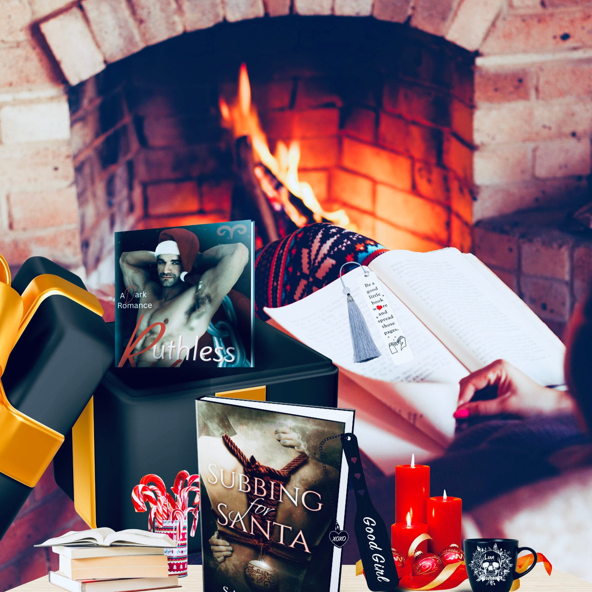 Luxury Spa Christmas Dark & Spicy Book Lovers Gift Box Set w/ pearls