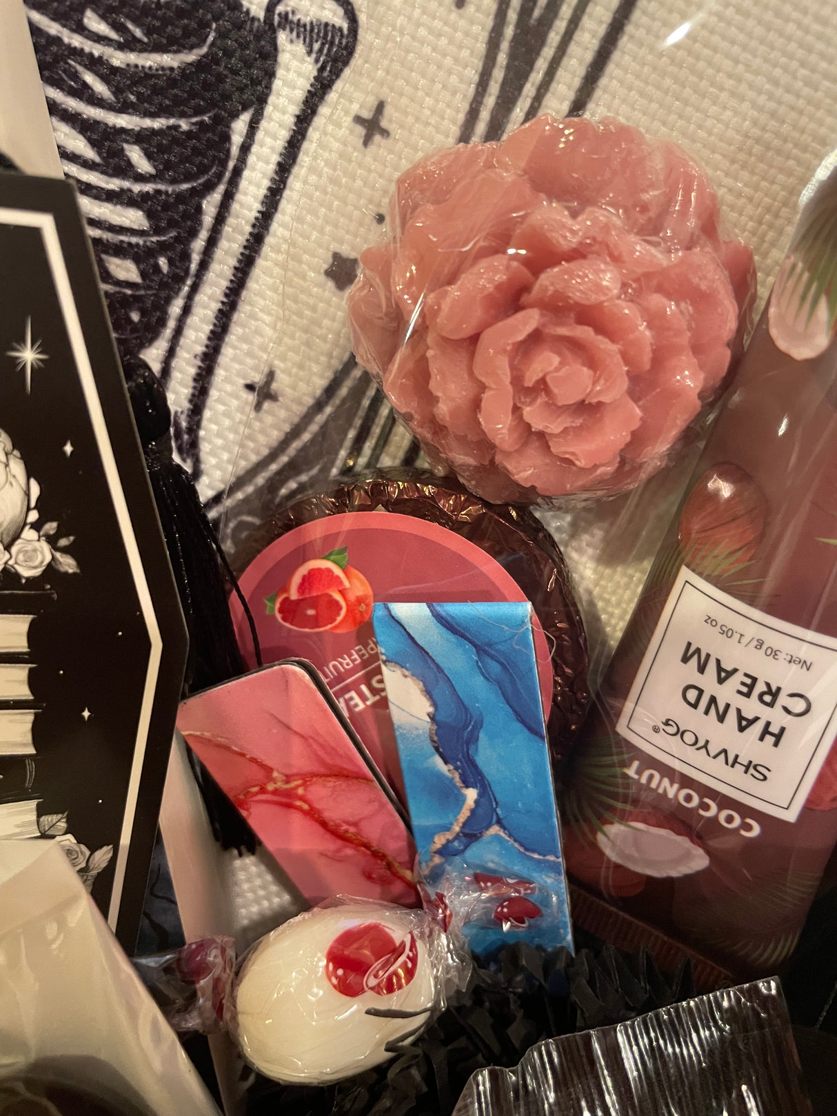 Valentines luxury dark romance gift basket - spa, books, gift wrap - Dark Romance Crates