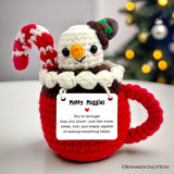 Positivity Hot Cocoa Marshmallow Crochet Support Doll, Christmas Encouragement Gift for Children and Adults