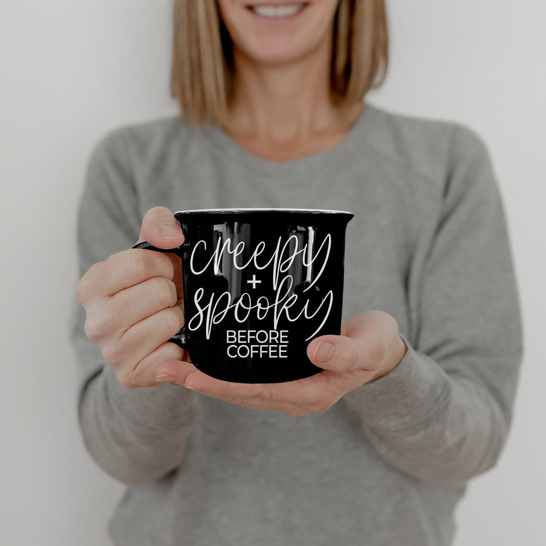 Creepy Spooky Black Ceramic Mug 14.5oz Halloween Coffee Cup For Gothic Morning Vibes