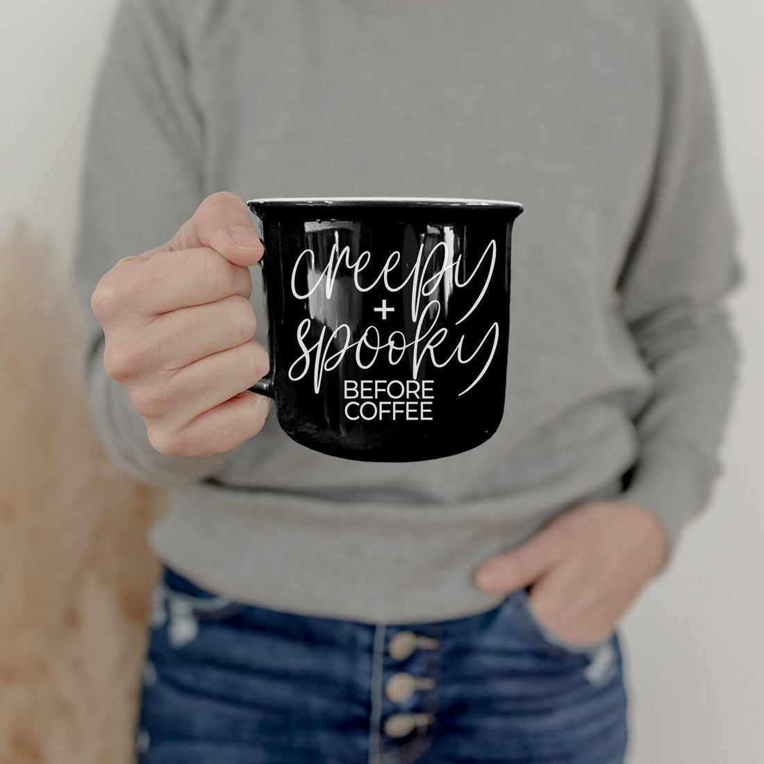 Creepy Spooky Black Ceramic Mug 14.5oz Halloween Coffee Cup For Gothic Morning Vibes