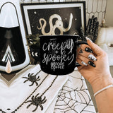 Creepy Spooky Black Ceramic Mug 14.5oz Halloween Coffee Cup For Gothic Morning Vibes