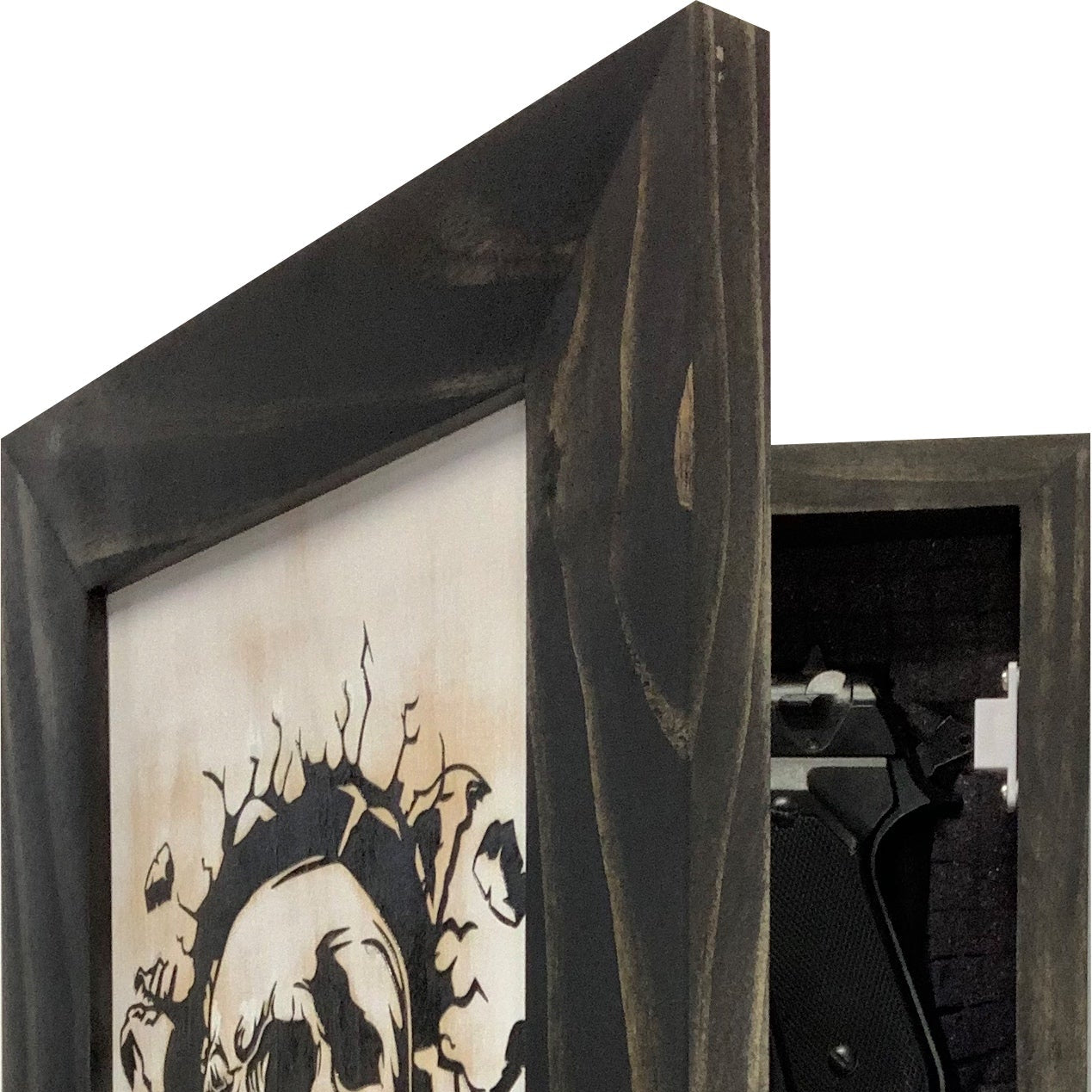 Gothic Skull Giving Middle Finger Decorative Gun Cabinet To Securely Store Your Gun In Any Room!