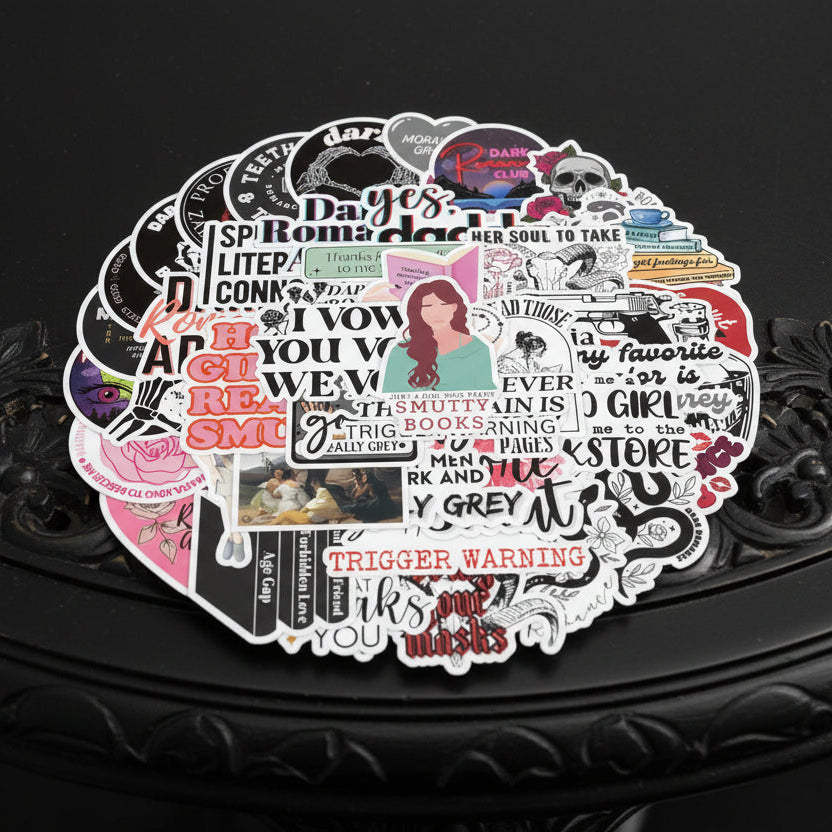 10-50 PCS Smutty Dark Romance Book Stickers for Kindle, Notebook, Bookish Reader Themed Sticker Pack Waterproof, Holographic (see bulk rate)
