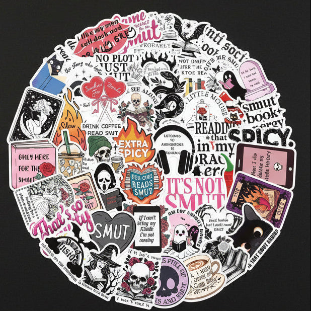 10-50 PCS Smutty Dark Romance Book Stickers for Kindle, Notebook, Bookish Reader Themed Sticker Pack Waterproof, Holographic (see bulk rate)