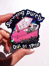 Surviving Purely Out of Spite Sticker – Funny Gothic Glitter Vinyl Sticker