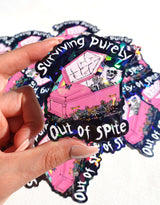 Surviving Purely Out of Spite Sticker – Funny Gothic Glitter Vinyl Sticker