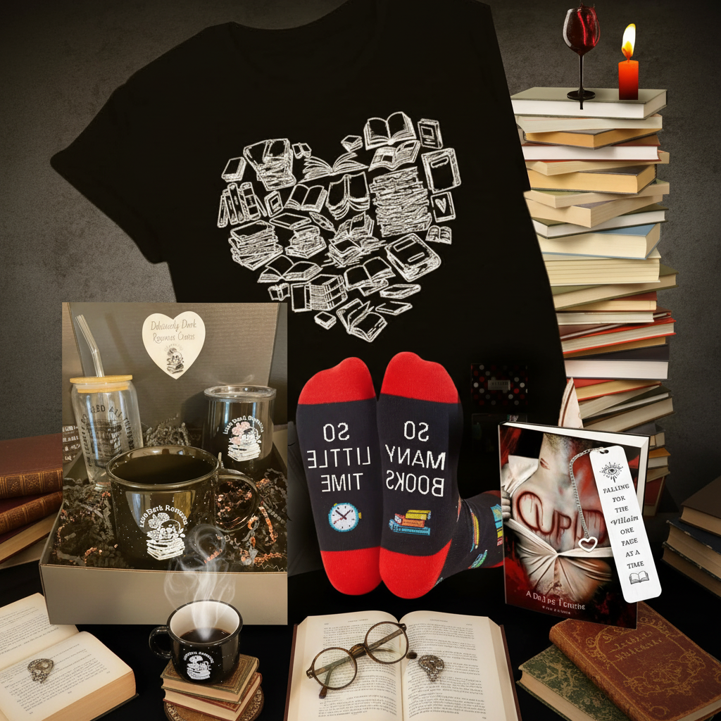 Gift Add-On: Bookish Socks! Receive a random selection of bookish socks added to your dark romance crate. Dark Romance Crates